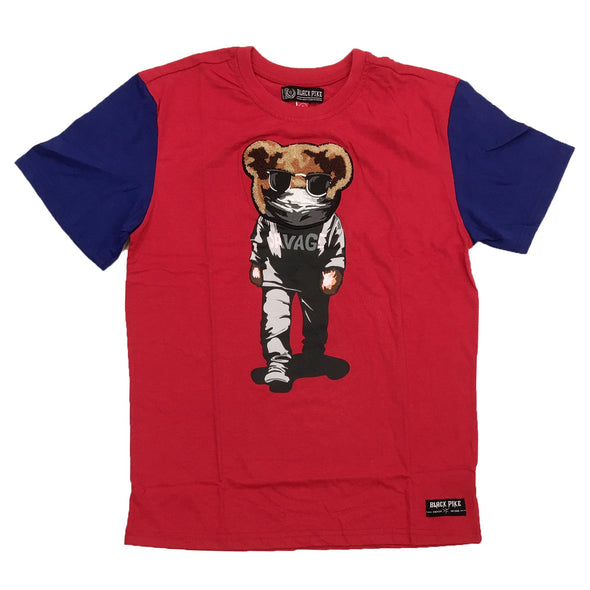 Black Pike Savage Bear Two Tone Chenille Patch Tee (Red) - UPSTREAMERS