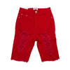 Blue Topic Cut Off Woman Jean Short (Red) - UPSTREAMERS