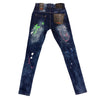 Copper Rivet Painted Ripped Jean (Medium Blue) - UPSTREAMERS