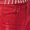 Copper Rivet Ripped Jean Short (Red) - UPSTREAMERS