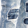 Copper Rivet Ripped Paisley Slim Jean (Light Sand Blue) - UPSTREAMERS