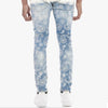 Copper Rivet Ripped Paisley Slim Jean (Light Sand Blue) - UPSTREAMERS