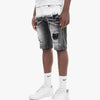 Copper Rivet Ripped Washed Jean Short (Black) - UPSTREAMERS