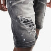 Copper Rivet Ripped Washed Jean Short (Black) - UPSTREAMERS