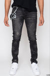 G-Squared Striped Ripped Jean (Ebony Black) - UPSTREAMERS