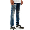 KDNK Destroyed Moto Denim Pant (Dark Medium Blue) - UPSTREAMERS