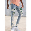 KDNK Rhine Stone Ripped Denim Jean (Blue) - UPSTREAMERS