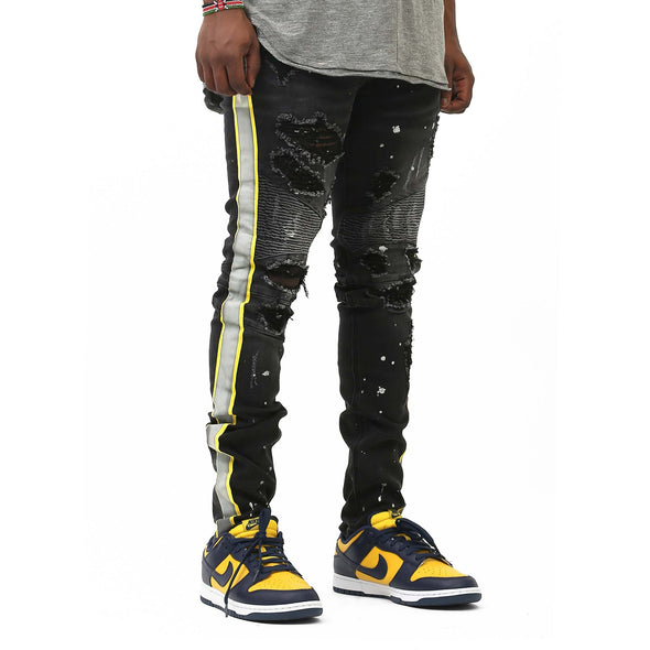 KDNK Side Stripe Denim Jean (Black) - UPSTREAMERS