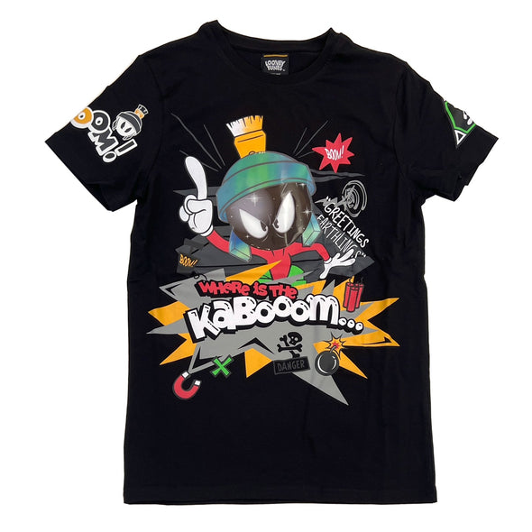 Loony Tunes Marvin The Martian Transfer Gel Patch Tee (Black) - UPSTREAMERS