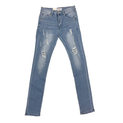 M.Society Slim Fit Ripped Jean (Ice Blue) - UPSTREAMERS