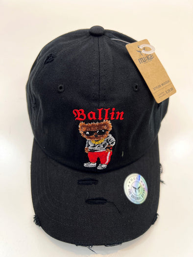 Muka Ballin Bear Dad Hat (Black) - UPSTREAMERS