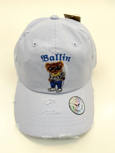 Muka Ballin Bear Dad Hat (Powder Blue) - UPSTREAMERS
