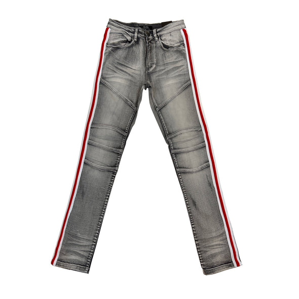 OPS Stripe Biker Jean (Grey/Red) - UPSTREAMERS