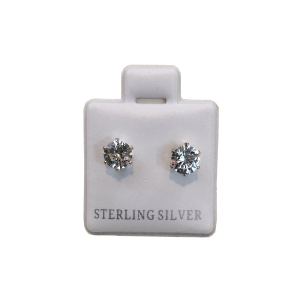 Plated Sterling Silver Cubic Stud Earrings (Circle) - UPSTREAMERS