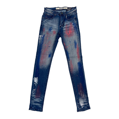 R3bel Painted Ripped Jean (Medium Indigo) - UPSTREAMERS